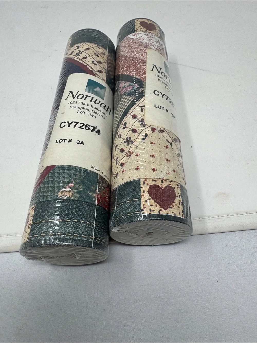 NORWALL PREPASTED WALL BORDER WALLPAPER LOT OF 2 HEART COTTAGECORE FARM
